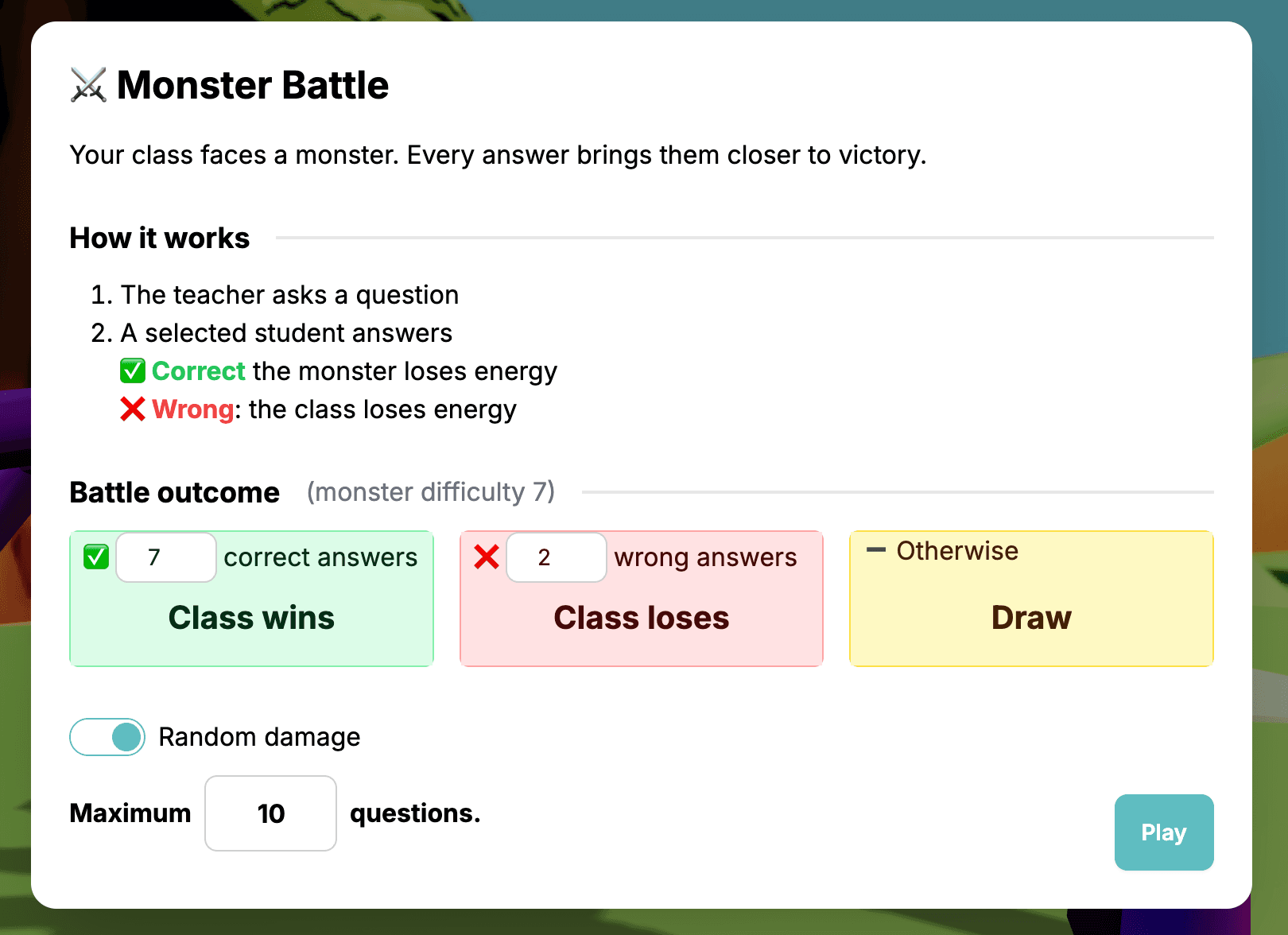 Monster Battle konfiguracija