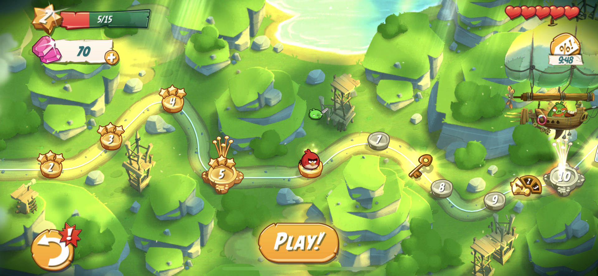 Angry Birds napredovanje kroz razine