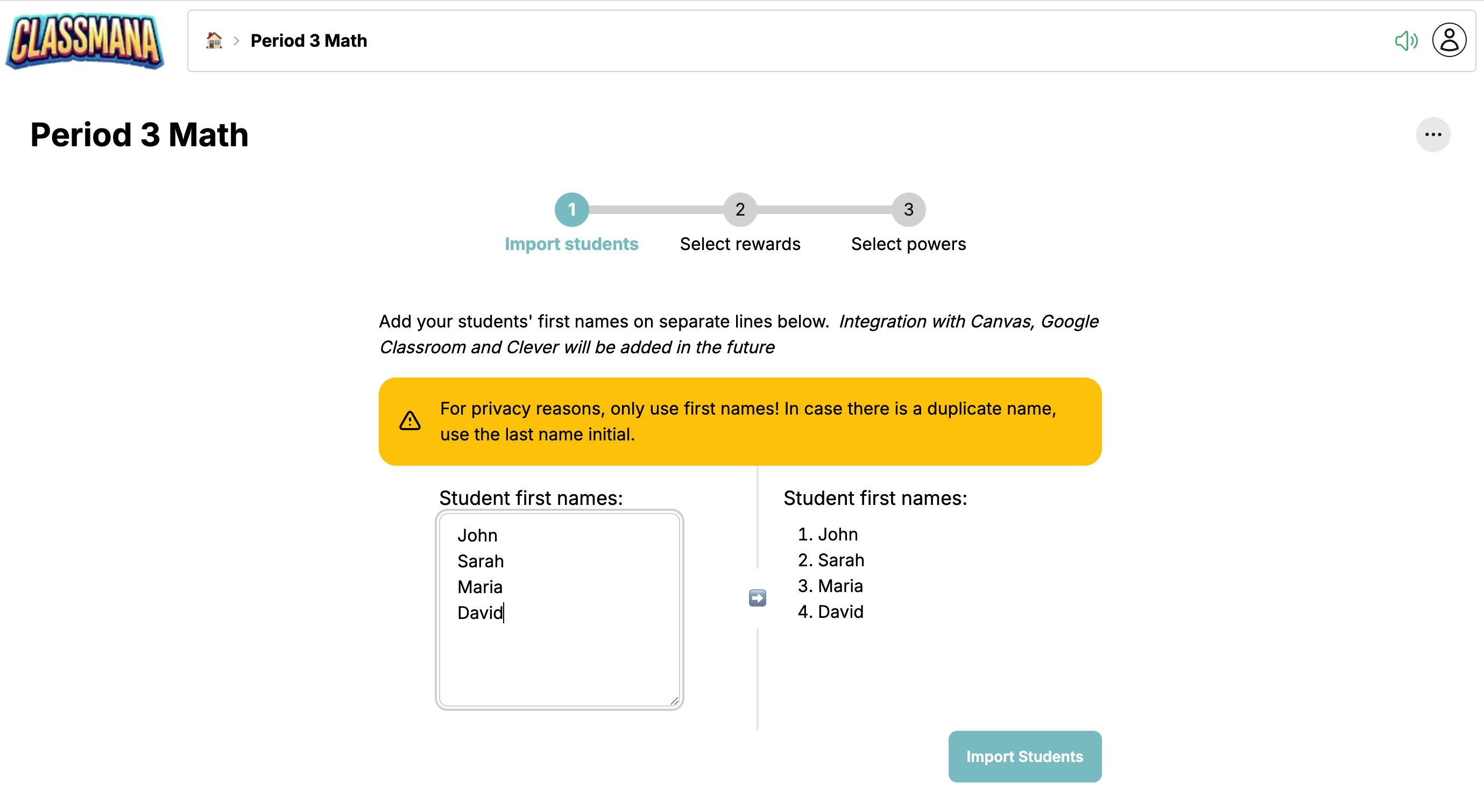 Korak uvoza učenika