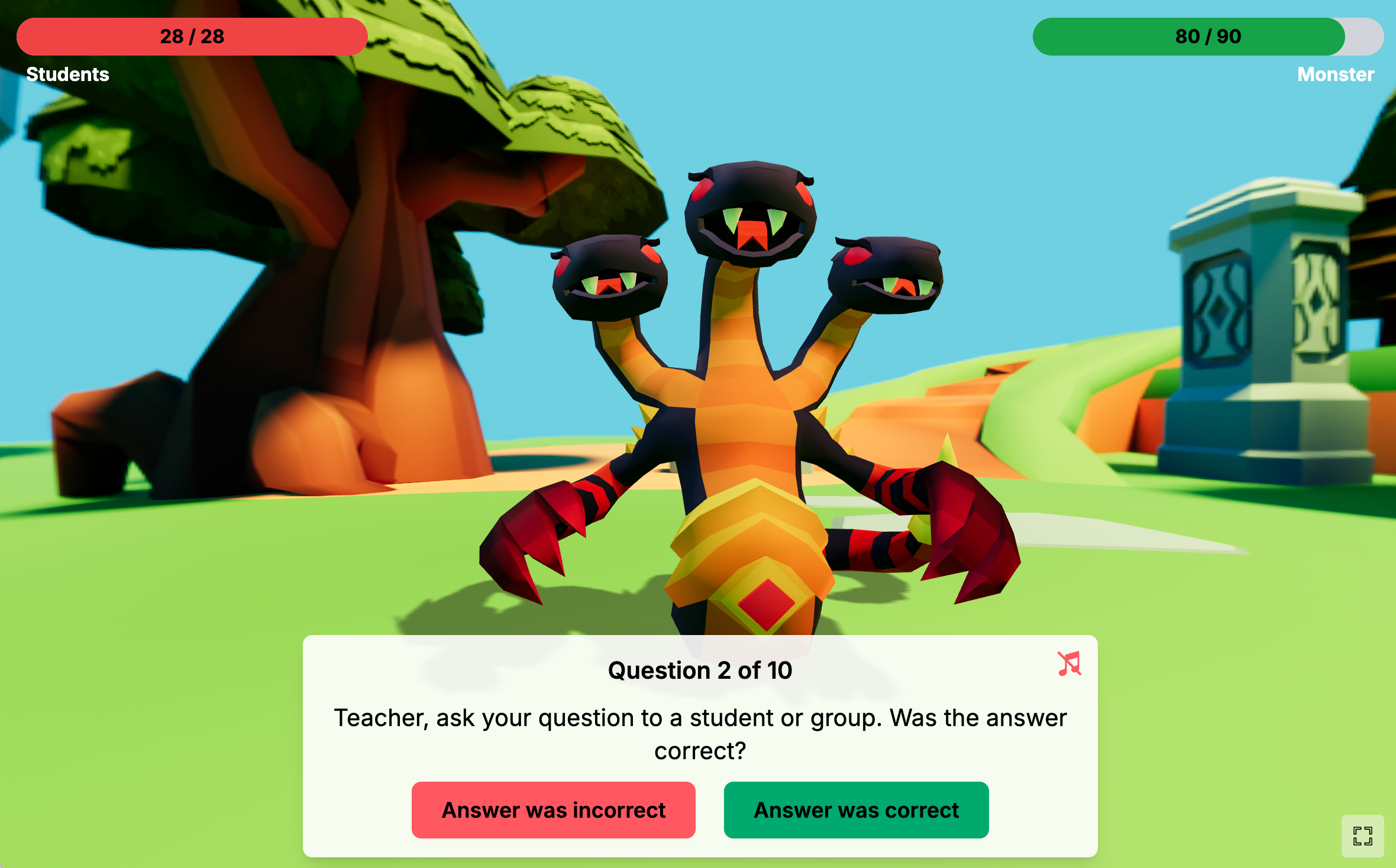 Zaslon igranja Bitke s Čudovištima